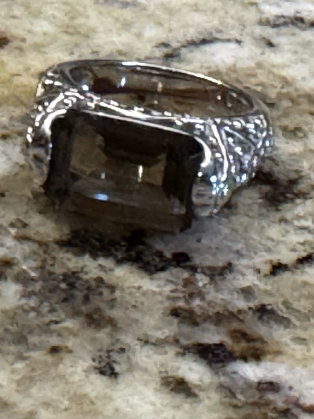 Lia Sophia Smoky Brown Gemstone Statement Ring in Silver